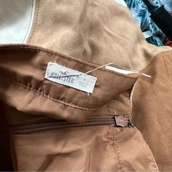 Hollister tan brown and neutrals color block western mini skirt cowgirl - Picture 9 of 10